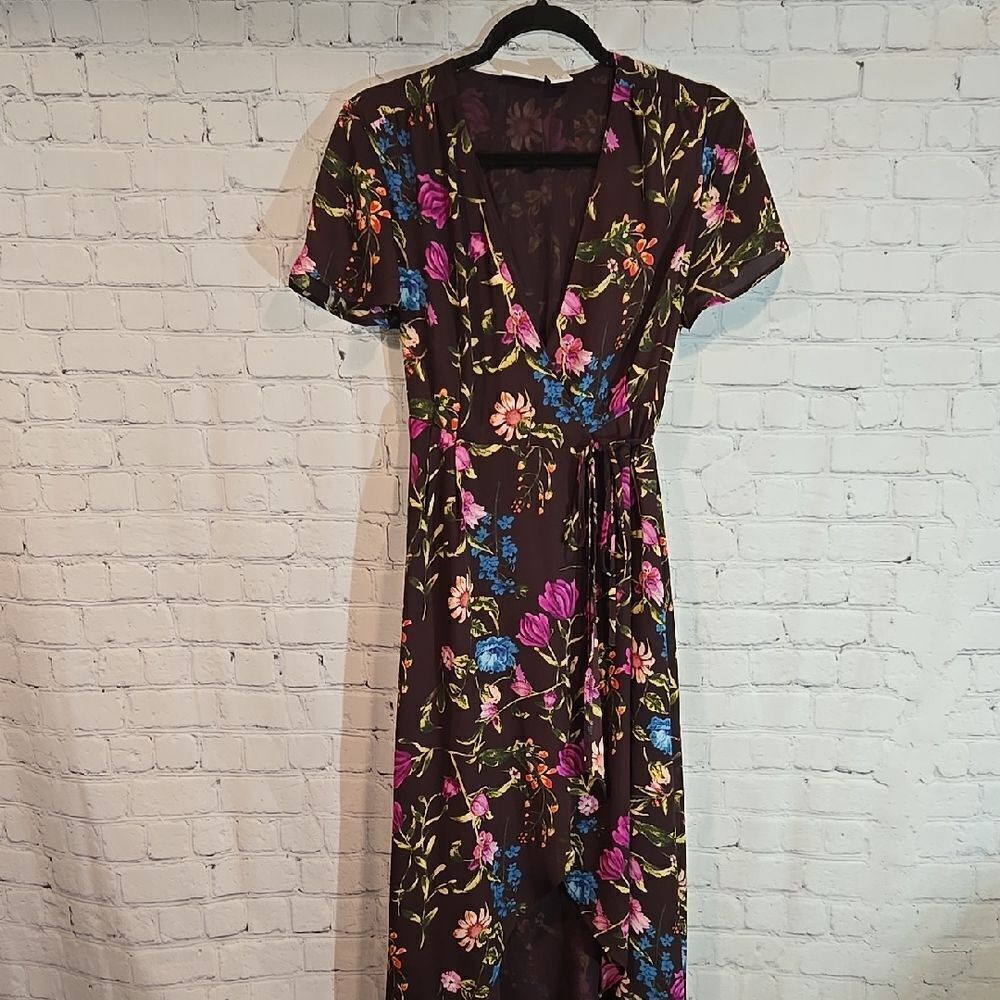 Belle Vere purple floral wrap dress size XS